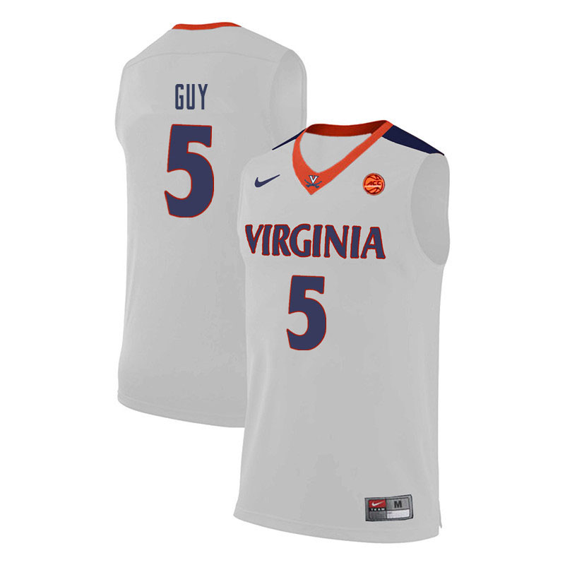 Men Virginia Cavaliers #5 Kyle Guy College Basketball Jerseys-White